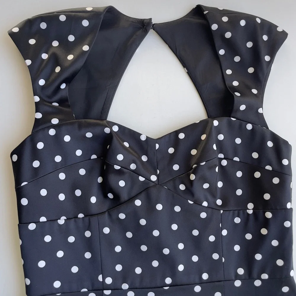 White House Black Market Sheath Dress Sz‎ 8 Polka Dot Pin-up Retro Cocktail Chic - Picture 10 of 13